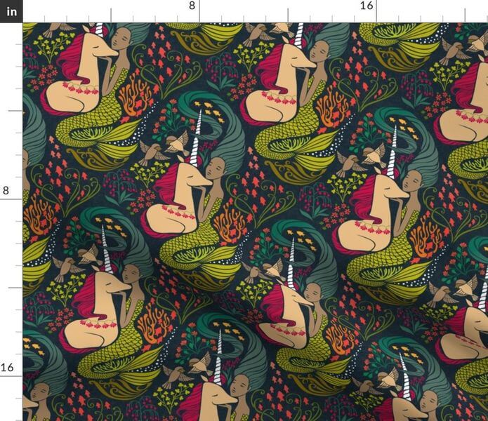 mermaid and unicorn fabric