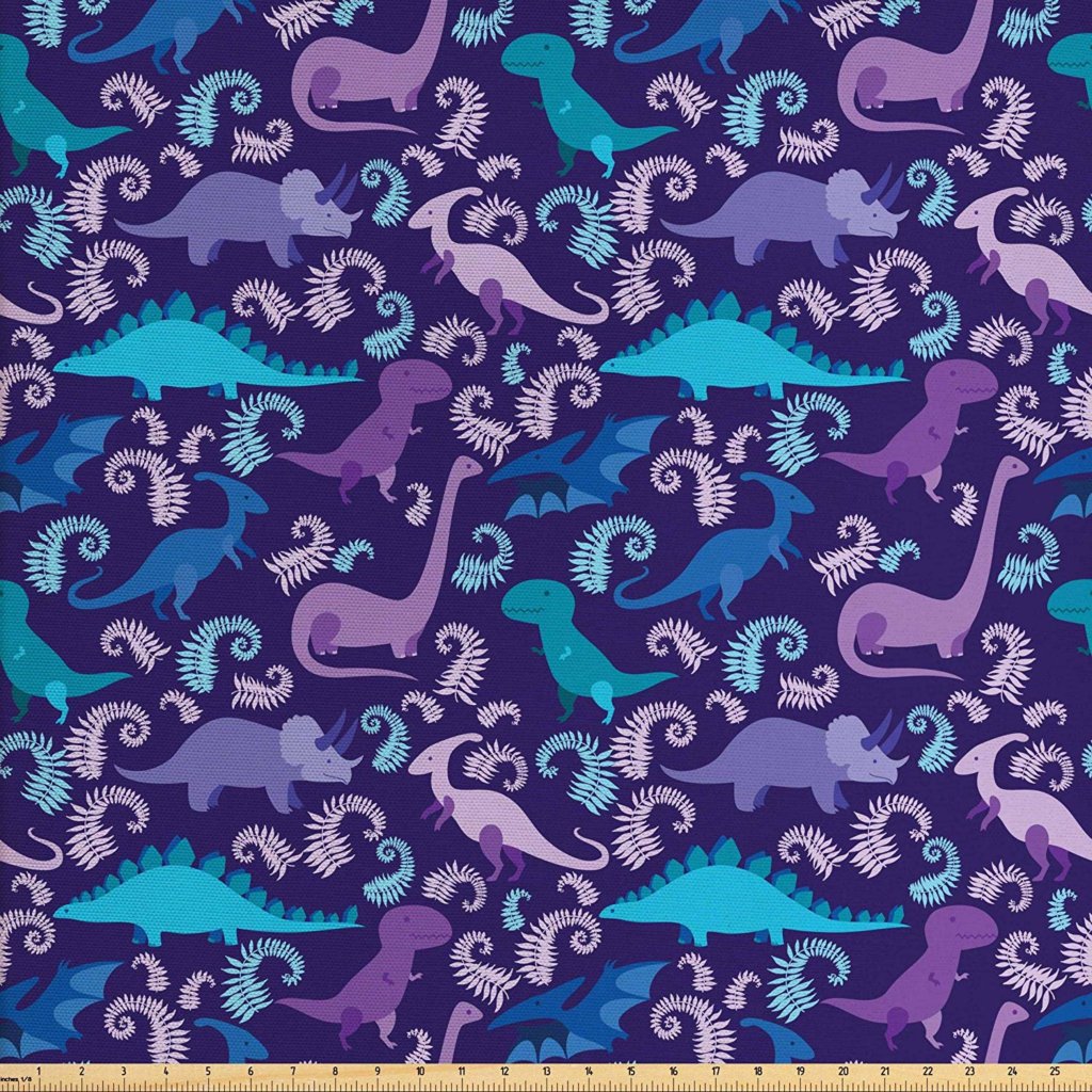 purple dinosaur fabric