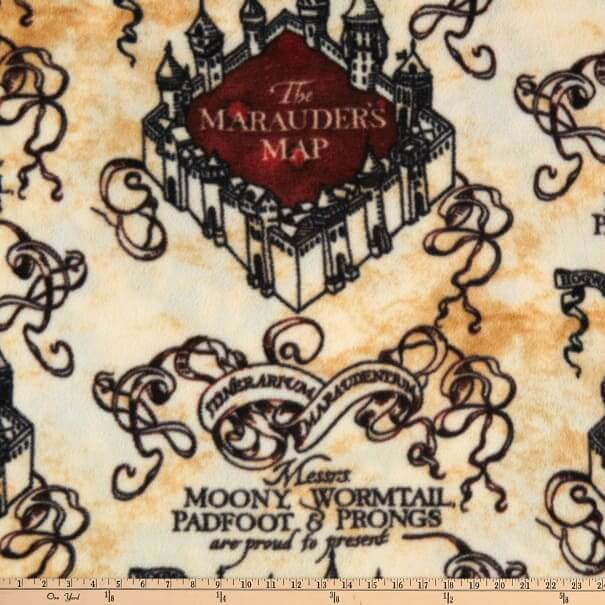 Marauders Map fabric in fleece