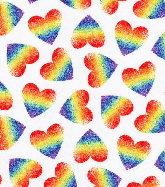 Rainbow Heart Fabric