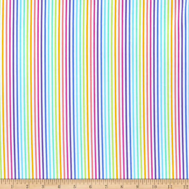 Rainbow striped fabric with white background